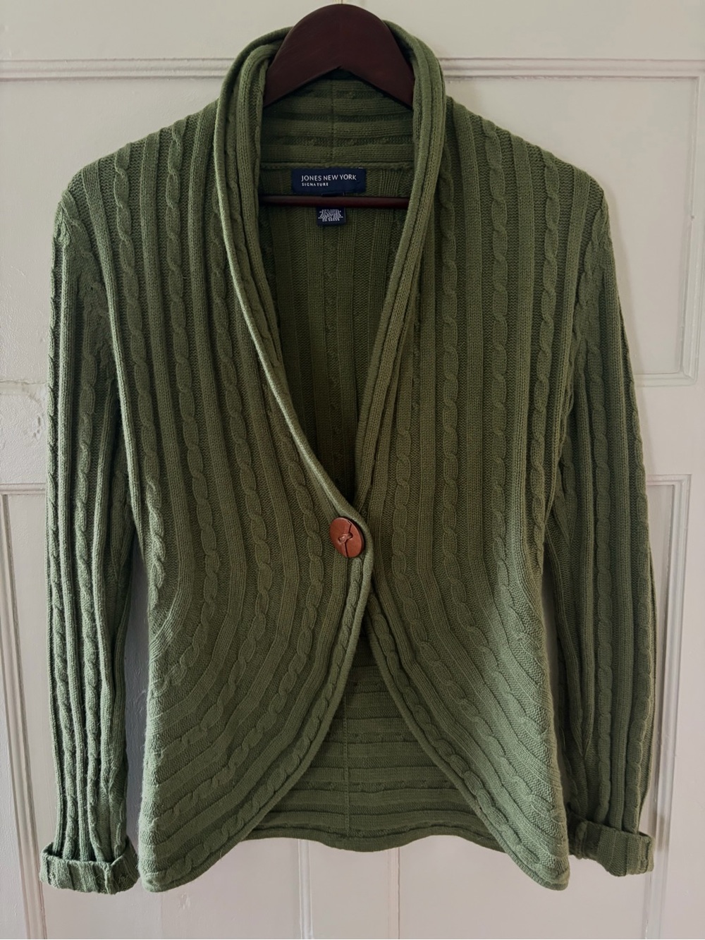 Cable Knit Moss Green Wool Angora Blend Sweater
